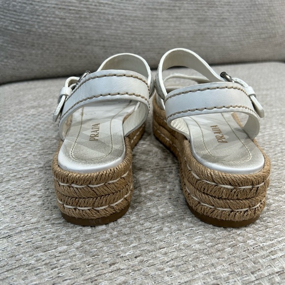 Woman’s Prada White Size 37 Platform Espadrilles Sandals - Picture 4 of 7